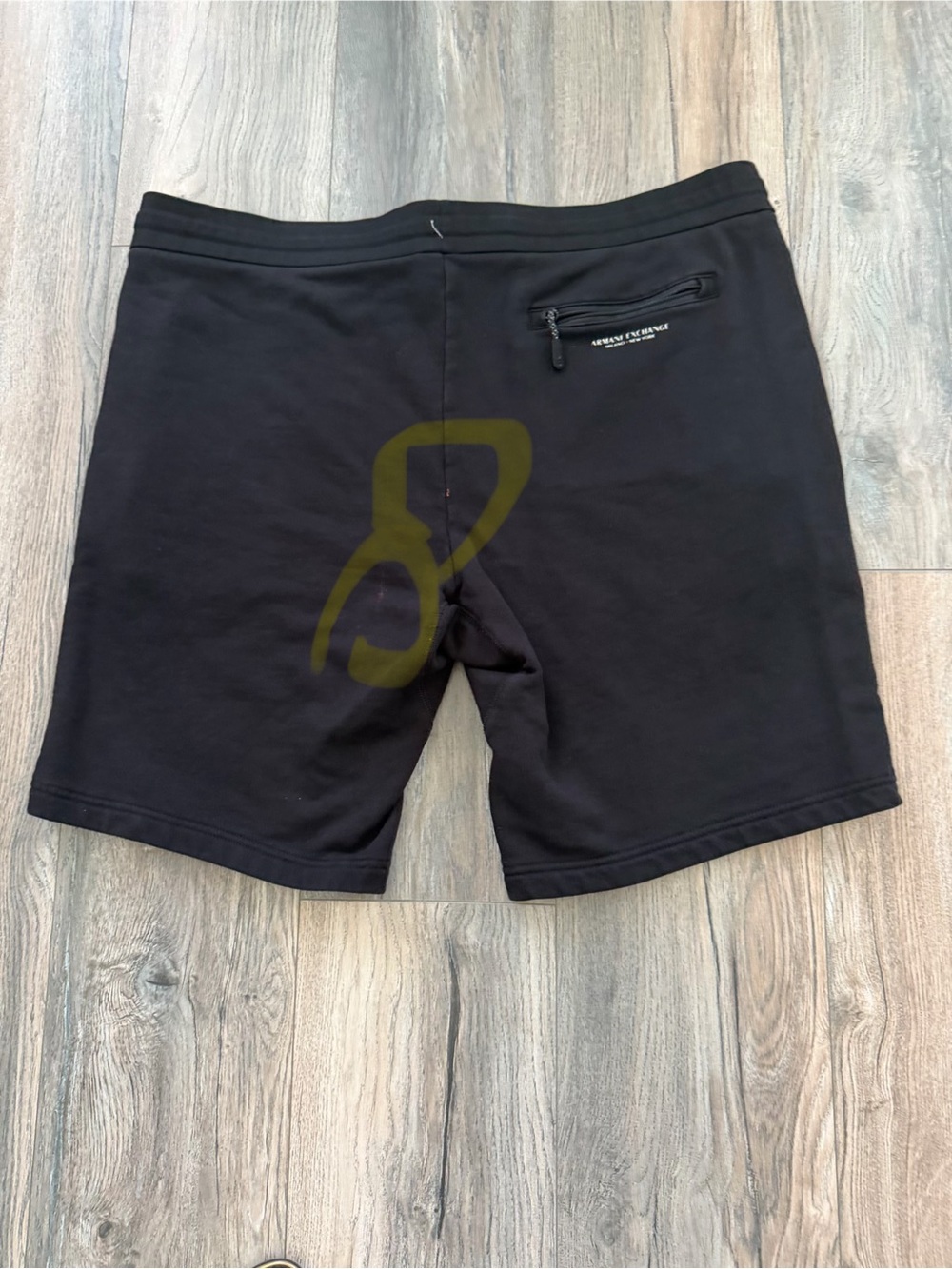 Armani Exchange black fleece sweat shorts size XL with holes and stains - Picture 4 of 5